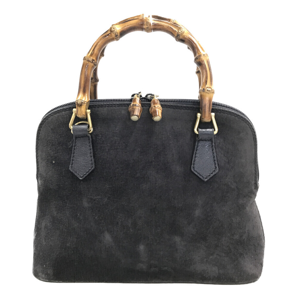 Gucci Suede Black Bamboo Handbag - Picture 2 of 6